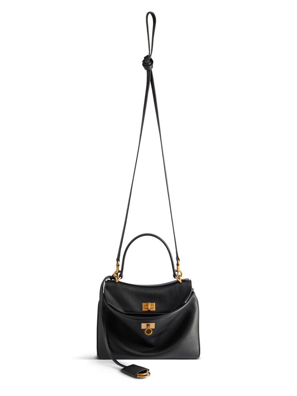 BLACK LEATHER MINI RODEO HANDBAG Balenciaga