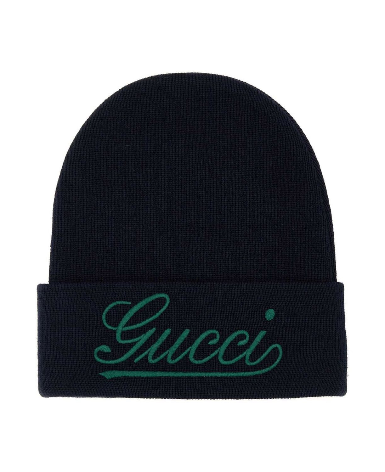 HAT WITH GUCCI EMBROIDERY Gucci BLUE M