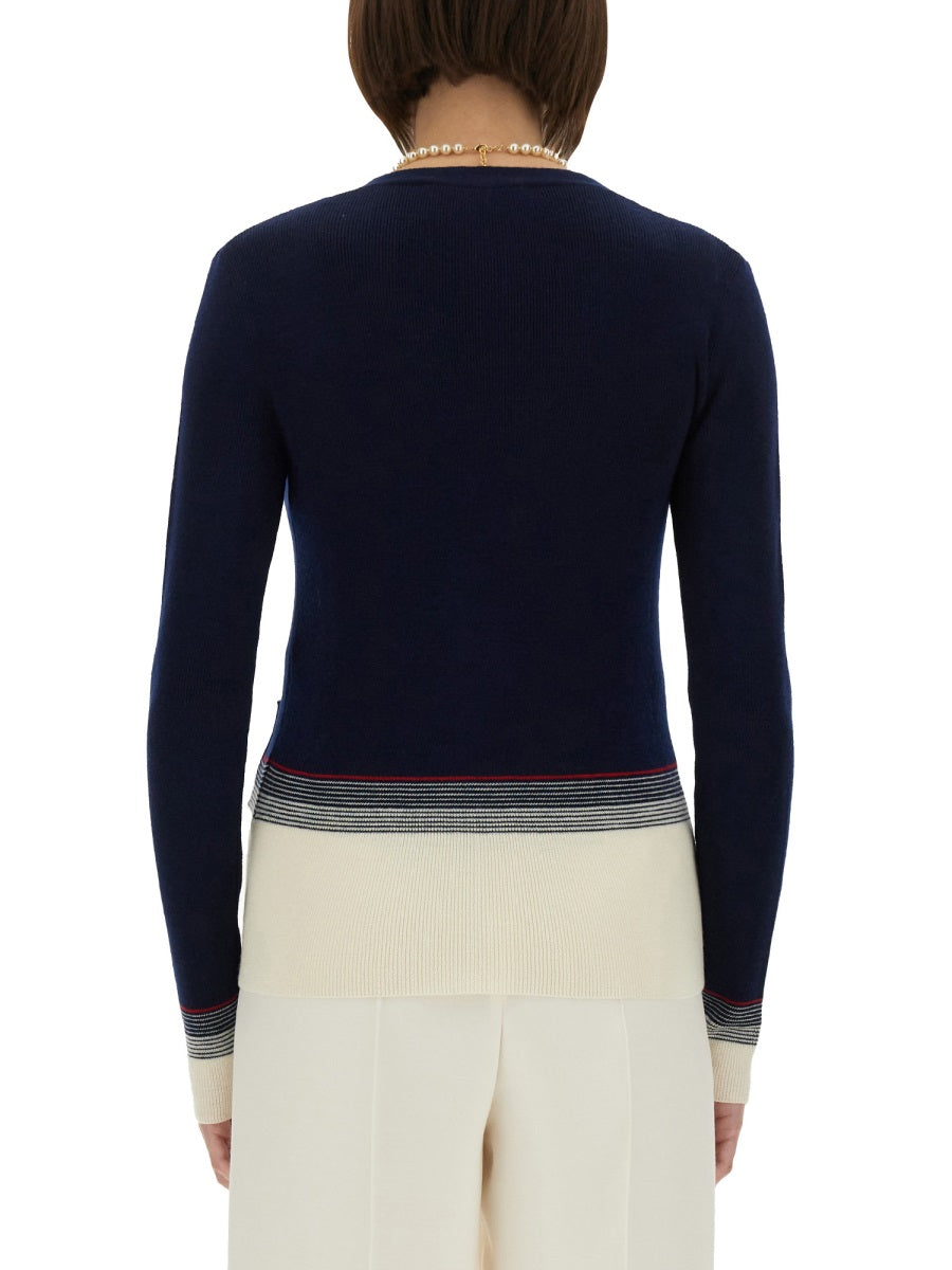NAVY BLUE WOOL CARDIGAN Valentino Garavani