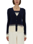 NAVY BLUE WOOL CARDIGAN Valentino Garavani BLUE XS