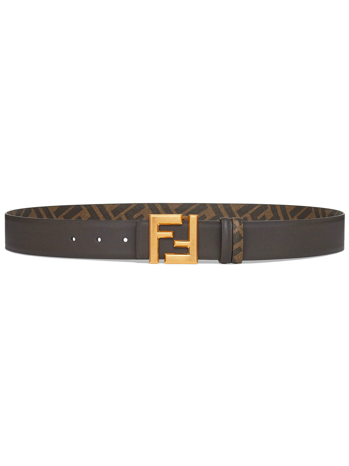 Fendi Black/Brown FF Logo Men\'s Belt with Gold Buckle Fendi Reversible FF Buckle Belt 35mm Brown Cuoio Romano and  main image 3