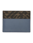 LEATHER AND FF CANVAS SQUARED CARD HOLDER Fendi
