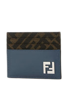 LEATHER AND FF CANVAS SQUARED CARD HOLDER Fendi
