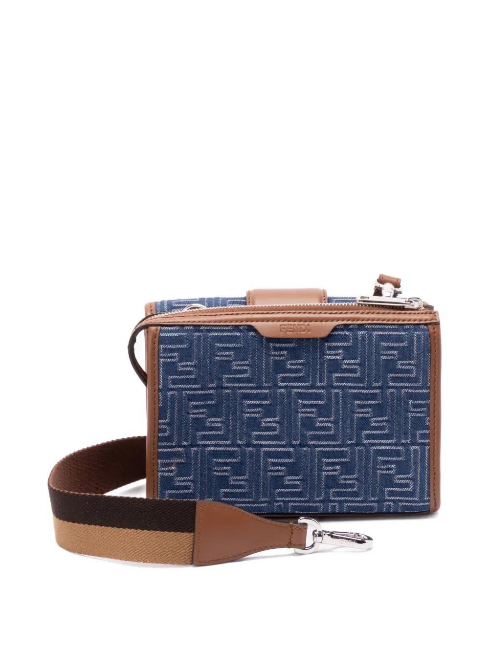 DENIM-EFFECT FF JACQUARD AND LEATHER DOUBLE BAGUETTE BAG Fendi
