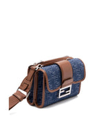 DENIM-EFFECT FF JACQUARD AND LEATHER DOUBLE BAGUETTE BAG Fendi