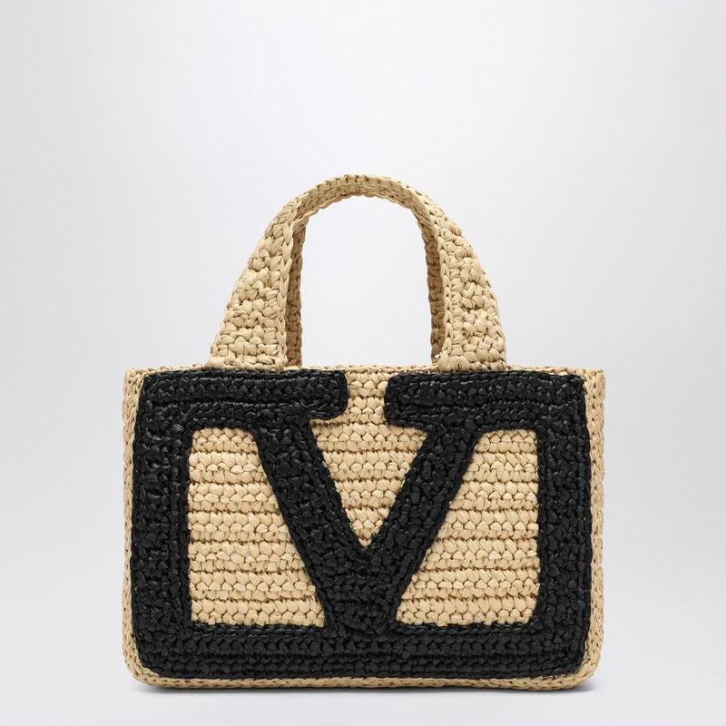 RAFFIA SMALL VIVA SUPERSTAR SHOPPING BAG Valentino Garavani BEIGE O TAN TU