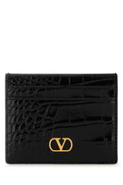 BLACK LEATHER VLOGO CARD HOLDER Valentino Garavani BLACK TU