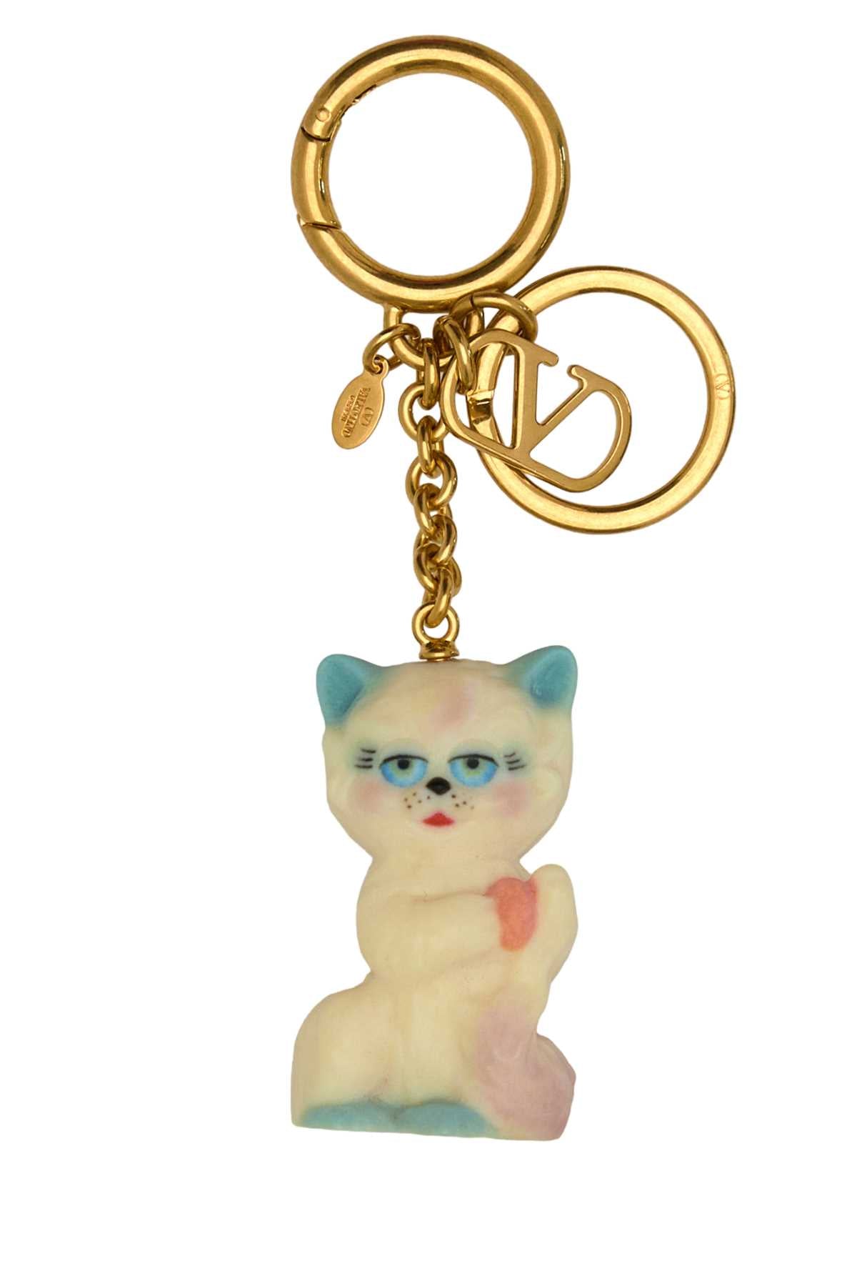 MULTICOLOR METAL AND NYLON LE CHAT DE LA MAISON KEYRING Valentino Garavani MULTICOLOURED TU