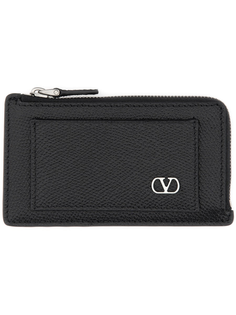 VLOGO SIGNATURE LEATHER COIN PURSE Valentino Garavani BLACK UNI