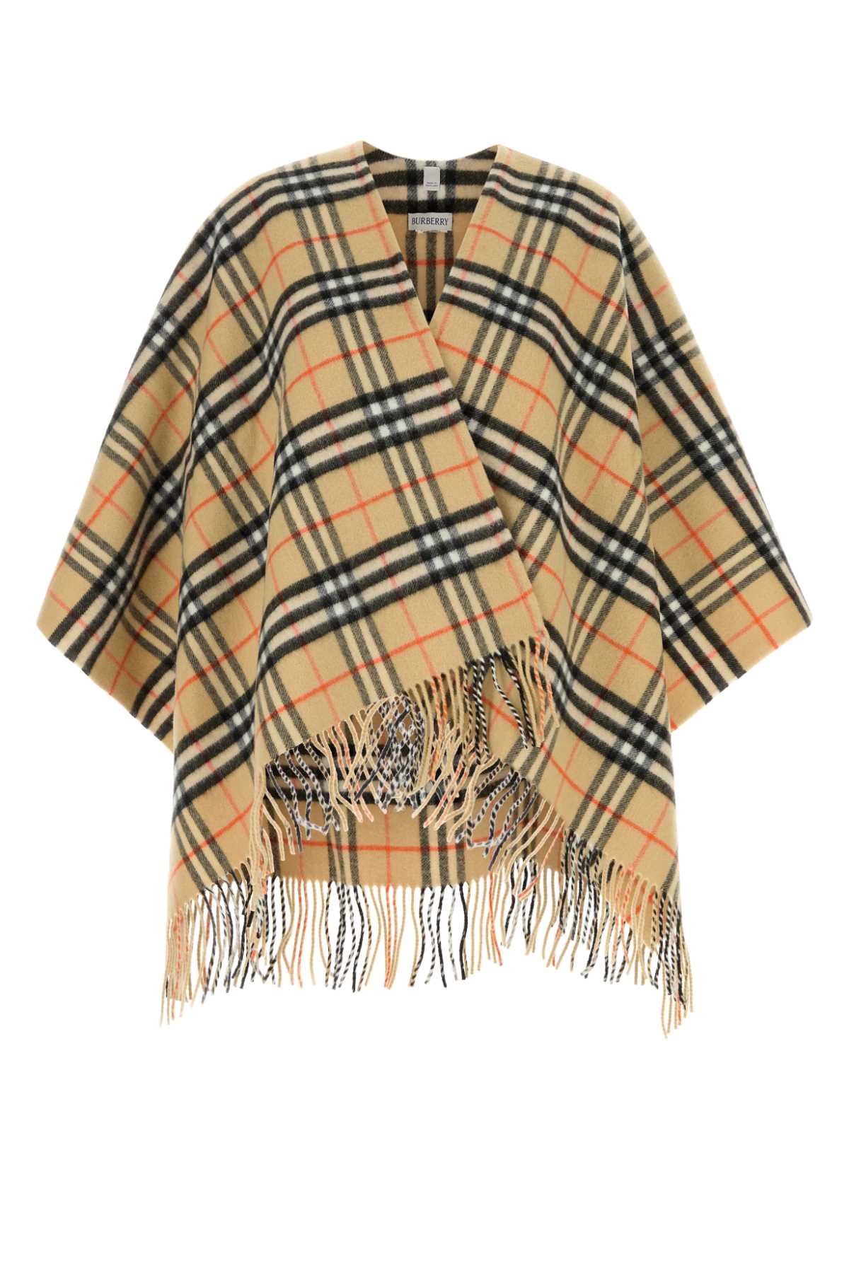 EMBROIDERED WOOL BLEND CAPE Burberry CHECKED TU