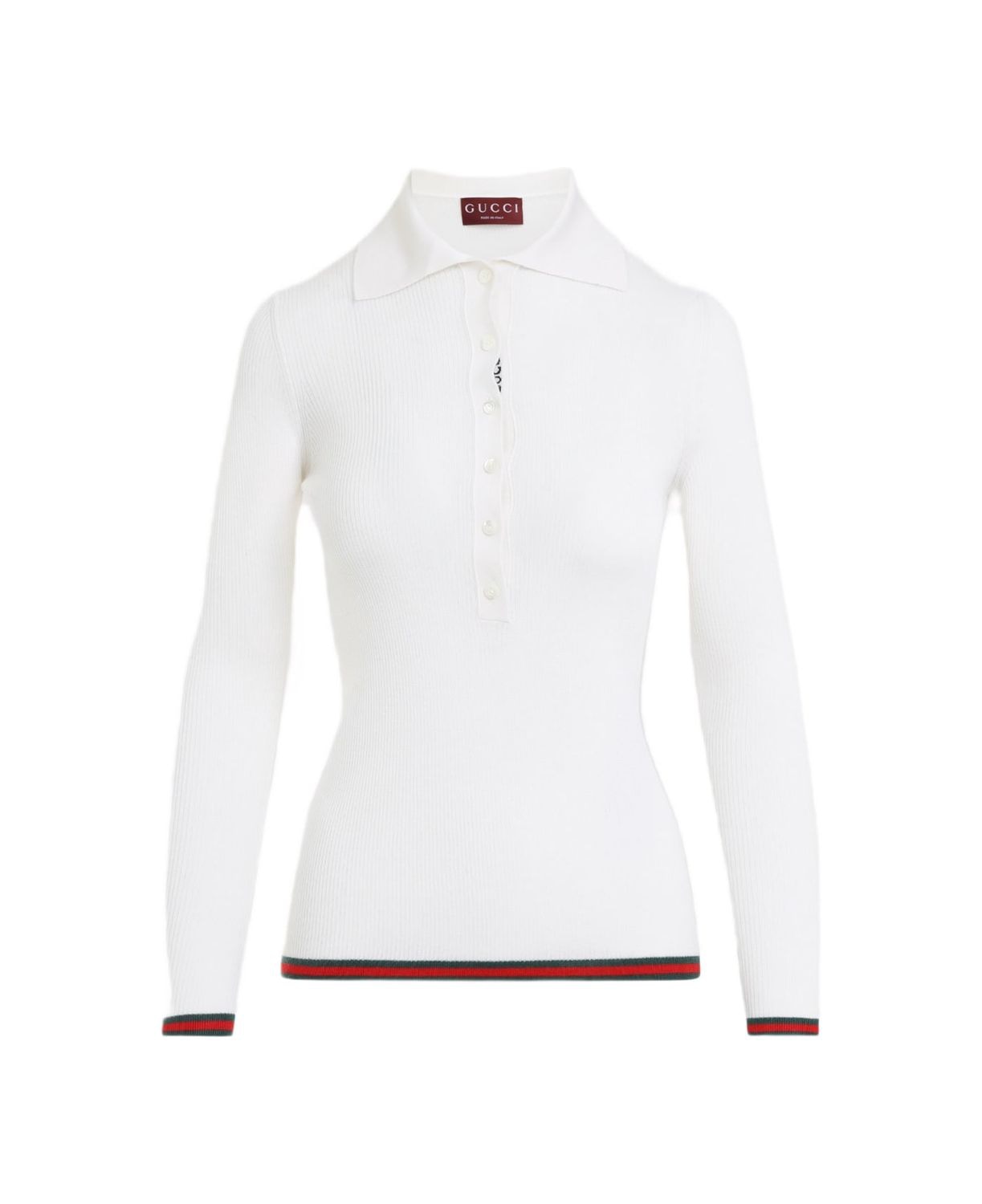 CASHMERE AND SILK POLO SHIRT Gucci WHITE S