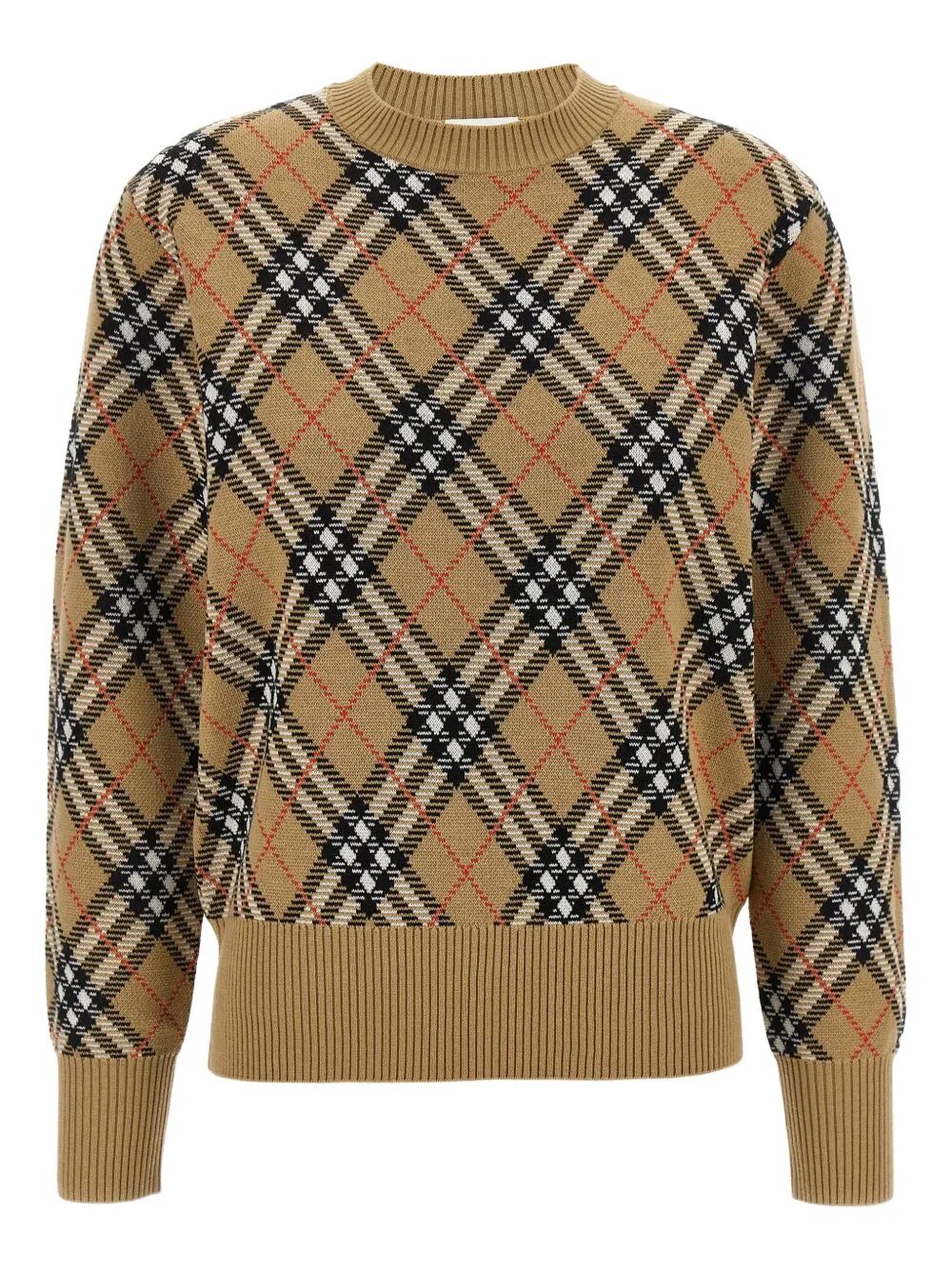 CHECK-PATTERN WOOL SWEATER Burberry NUDE & NEUTRALS S