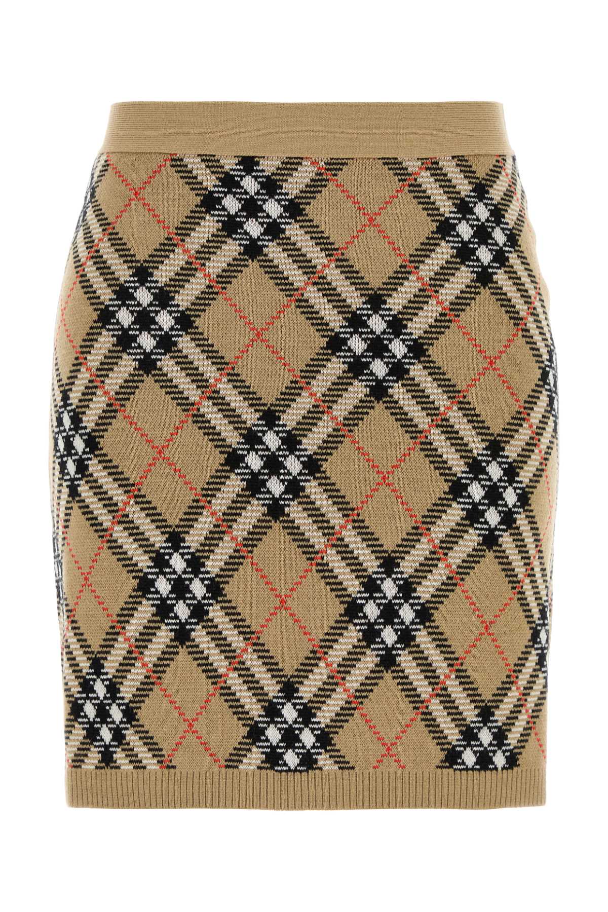 EMBROIDERED WOOL BLEND MINI SKIRT Burberry CHECKED XS