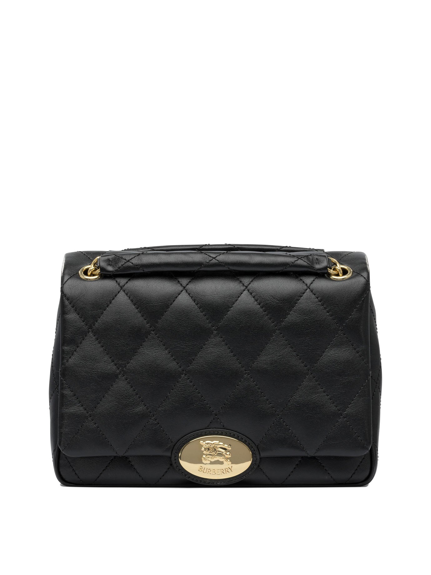 BLACK CALF GRAIN LEATHER HANDBAG Burberry BLACK UNI