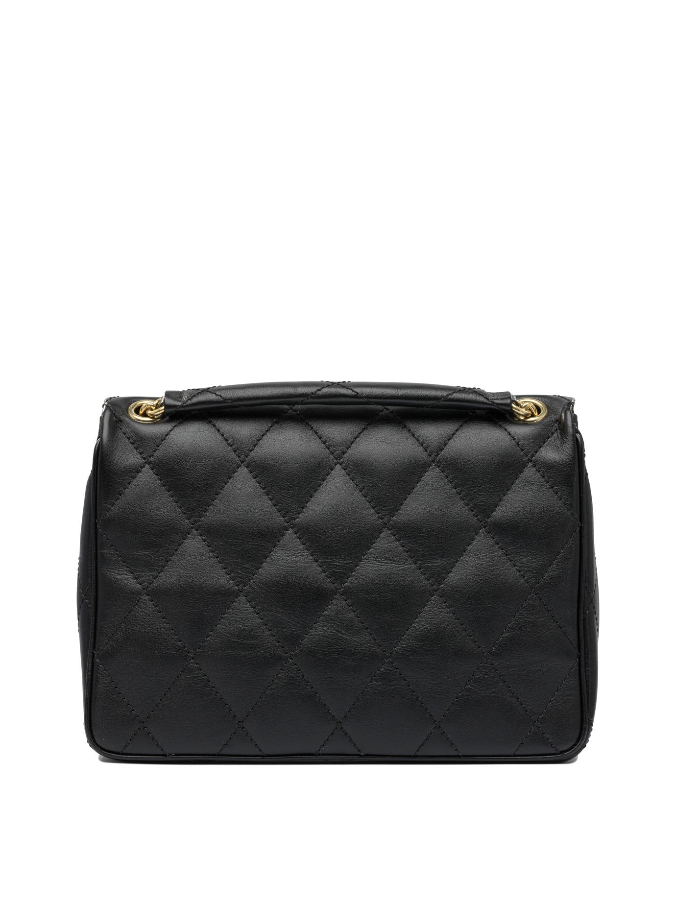 BLACK CALF GRAIN LEATHER HANDBAG Burberry