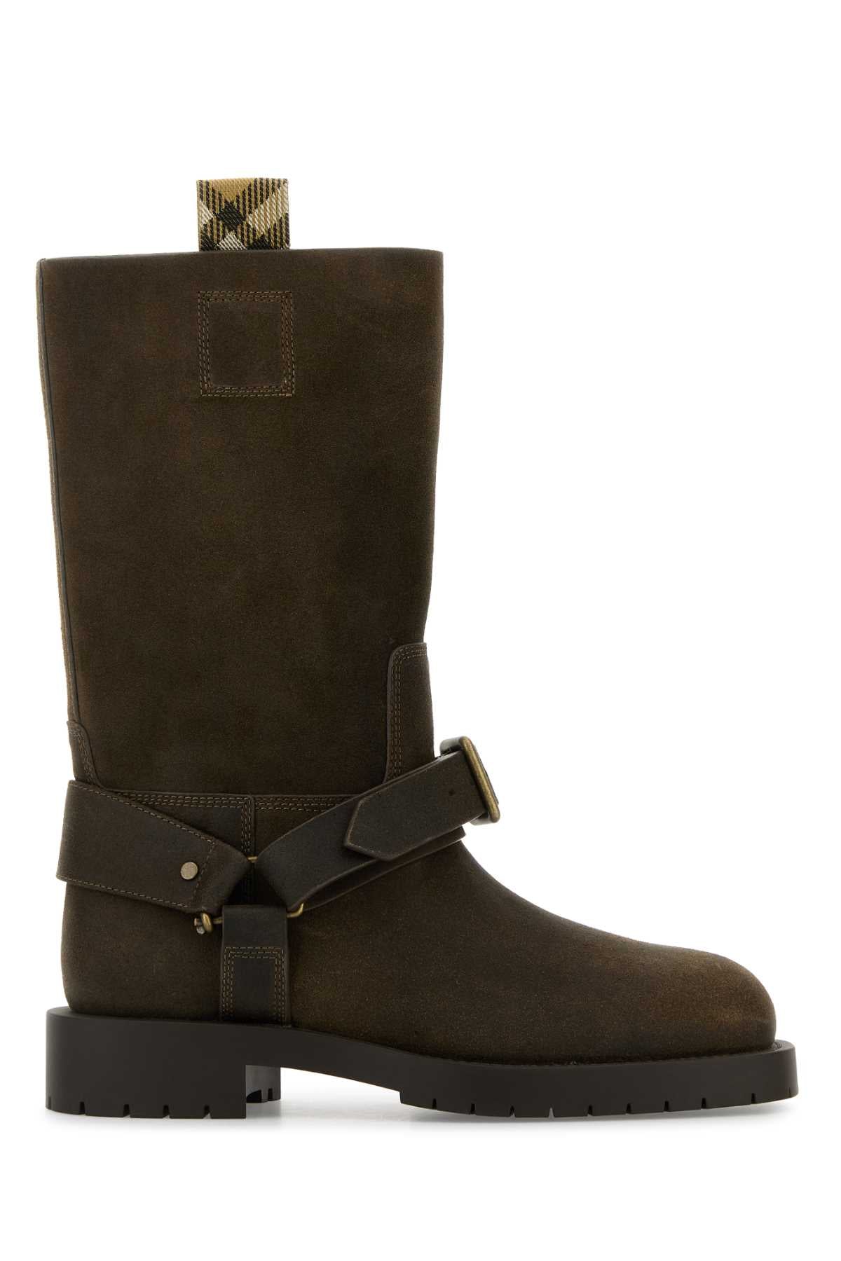 BROWN SUEDE SADDLE BOOTS Burberry BROWN 36