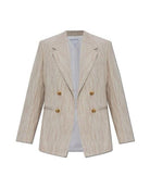 DOUBLE-BREASTED VISCOSE AND SILK JACKET Bottega Veneta Beige 40