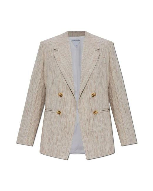 DOUBLE-BREASTED VISCOSE AND SILK JACKET Bottega Veneta Beige 40
