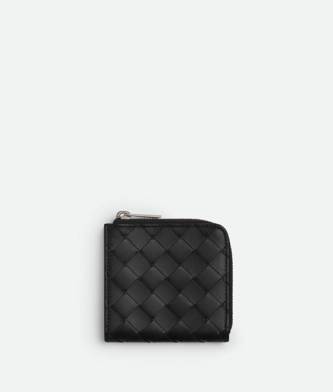 BRAIDED ZIPPERED WALLET Bottega Veneta BLACK UNI