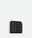 BRAIDED ZIPPERED WALLET Bottega Veneta BLACK UNI