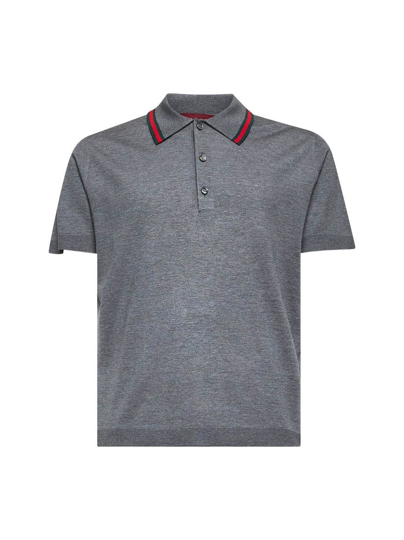POLO SHIRT WITH WEB PATTERN Gucci BLUE M
