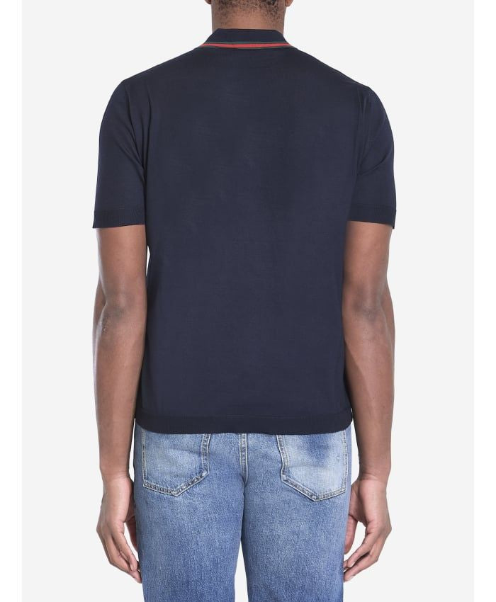 KNITTED WOOL POLO SHIRT WITH WEB PATTERN Gucci