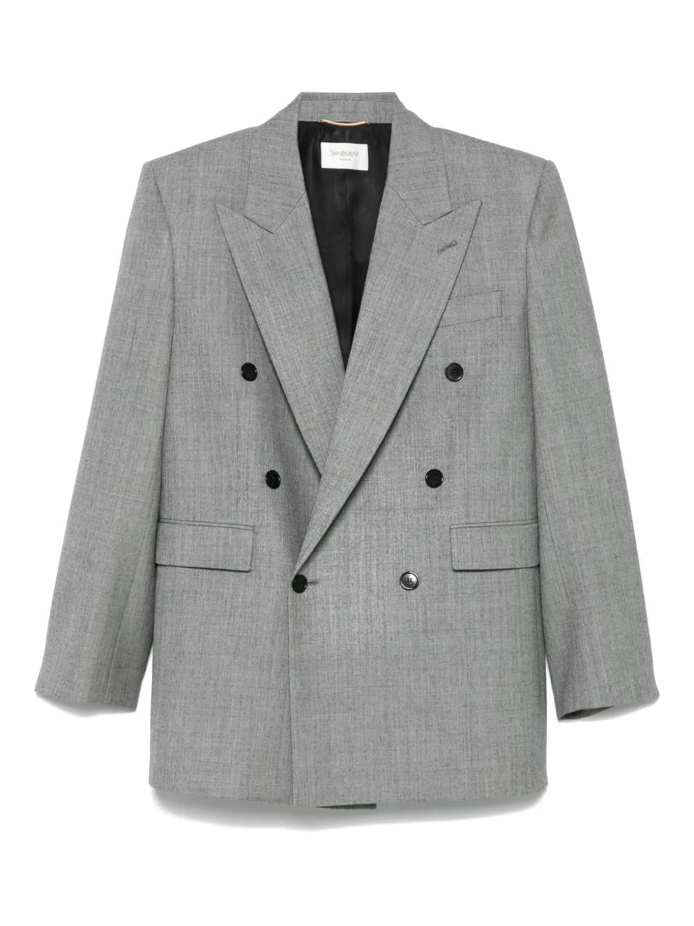 WOOL CHINÉ JACKET Saint Laurent GREY 38
