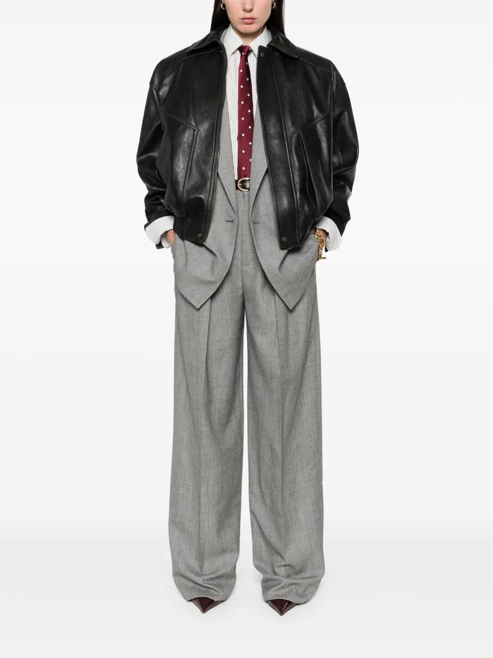 WIDELEG PANTS IN WOOL CHINÉ Saint Laurent