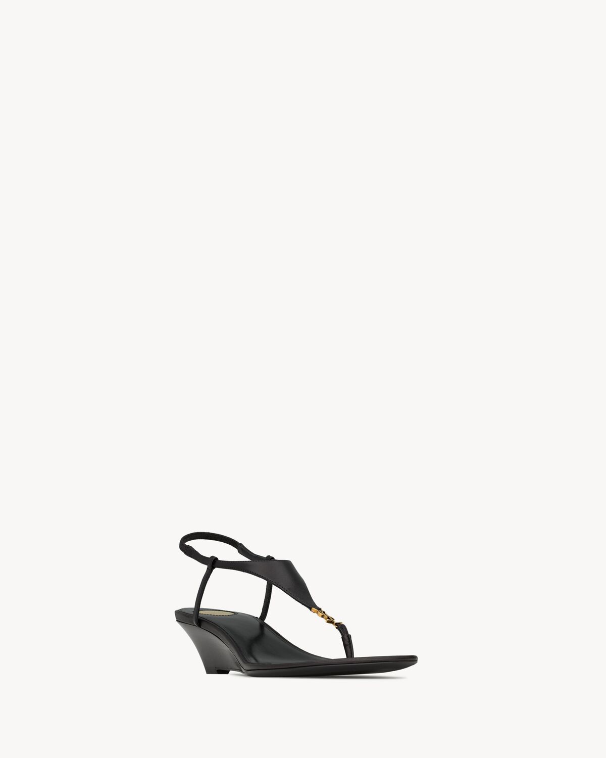BLACK LAMB LEATHER WEDGES Saint Laurent
