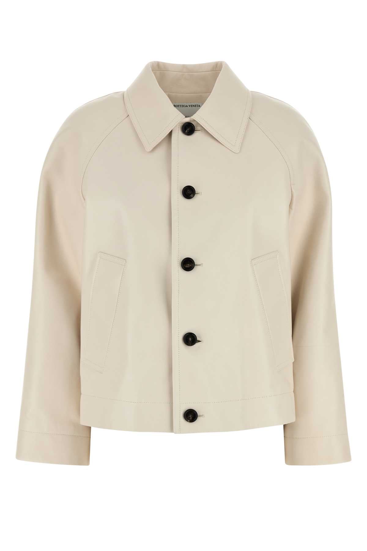 IVORY LEATHER JACKET Bottega Veneta WHITE 42