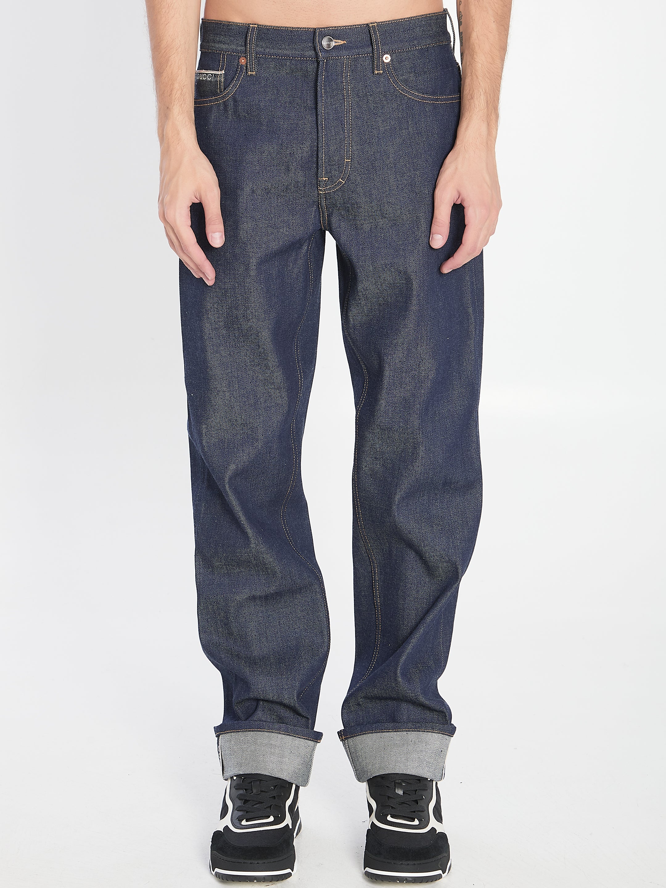 DENIM TROUSERS WITH HEM DETAILS Gucci BLUE 30