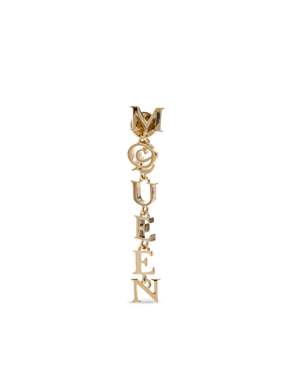 PALE GOLD-FINISHED LOGO PENDANT EARRINGS Alexander McQueen