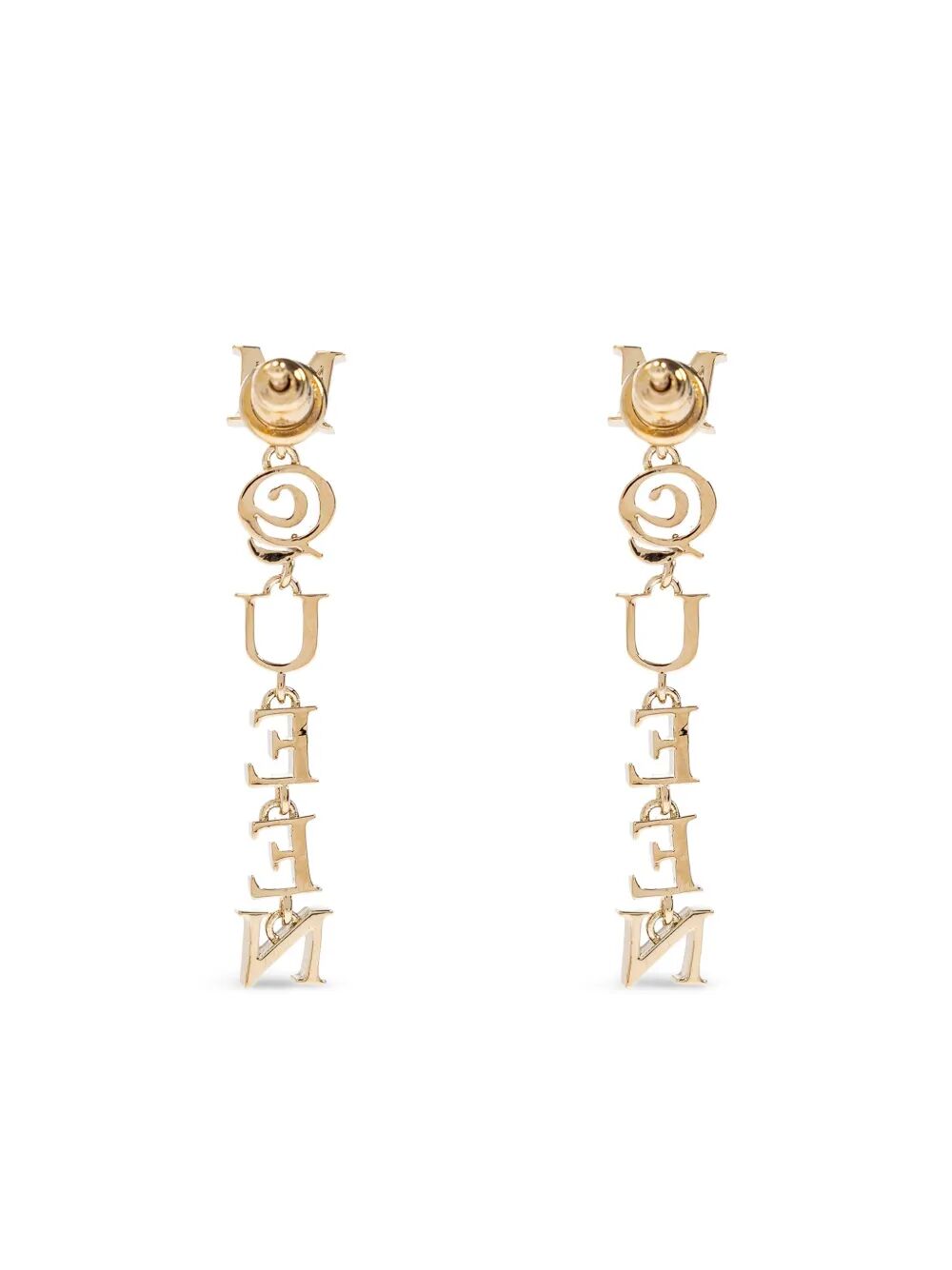 PALE GOLD-FINISHED LOGO PENDANT EARRINGS Alexander McQueen