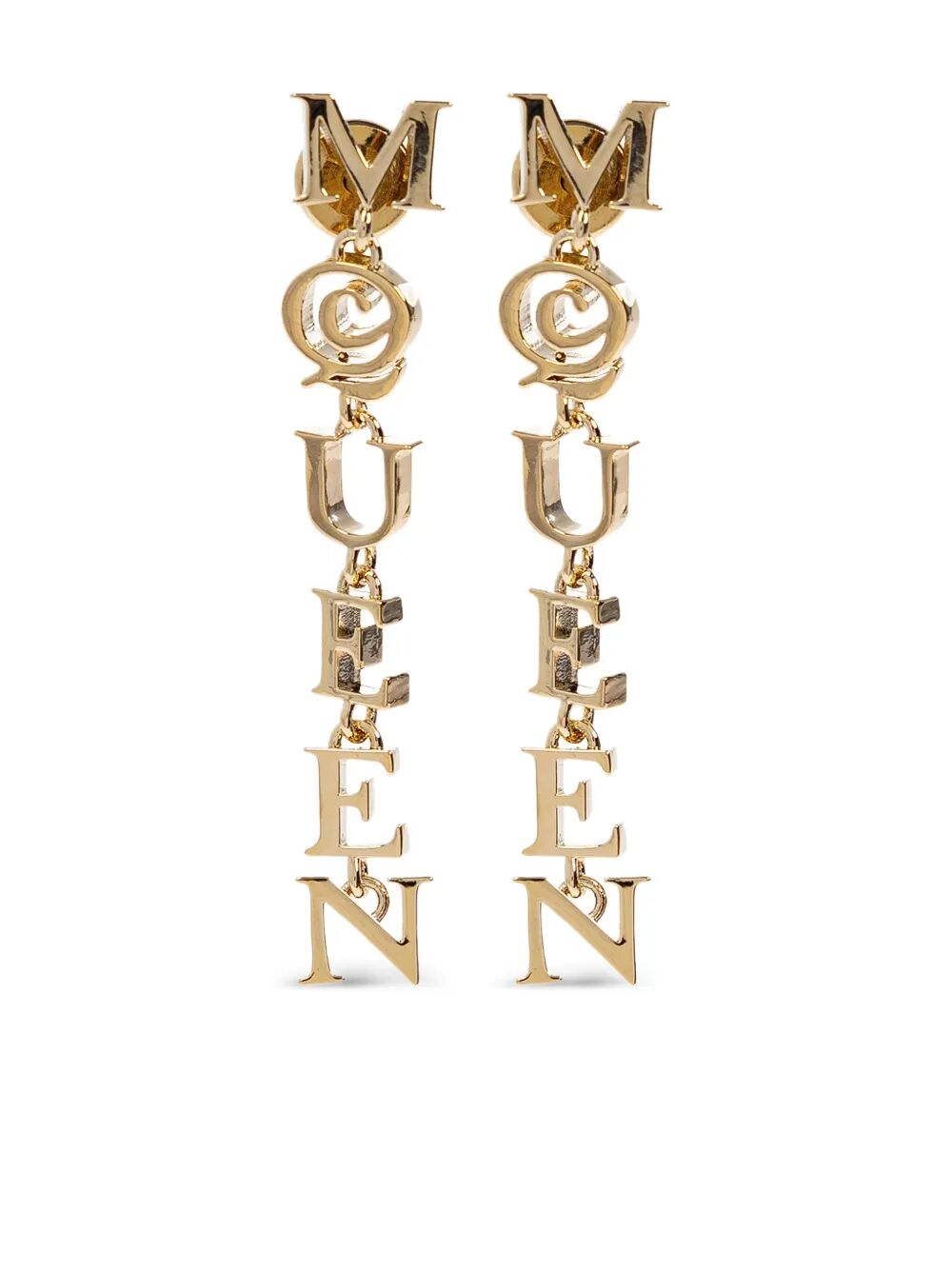 PALE GOLD-FINISHED LOGO PENDANT EARRINGS Alexander McQueen METALLIC UNICA