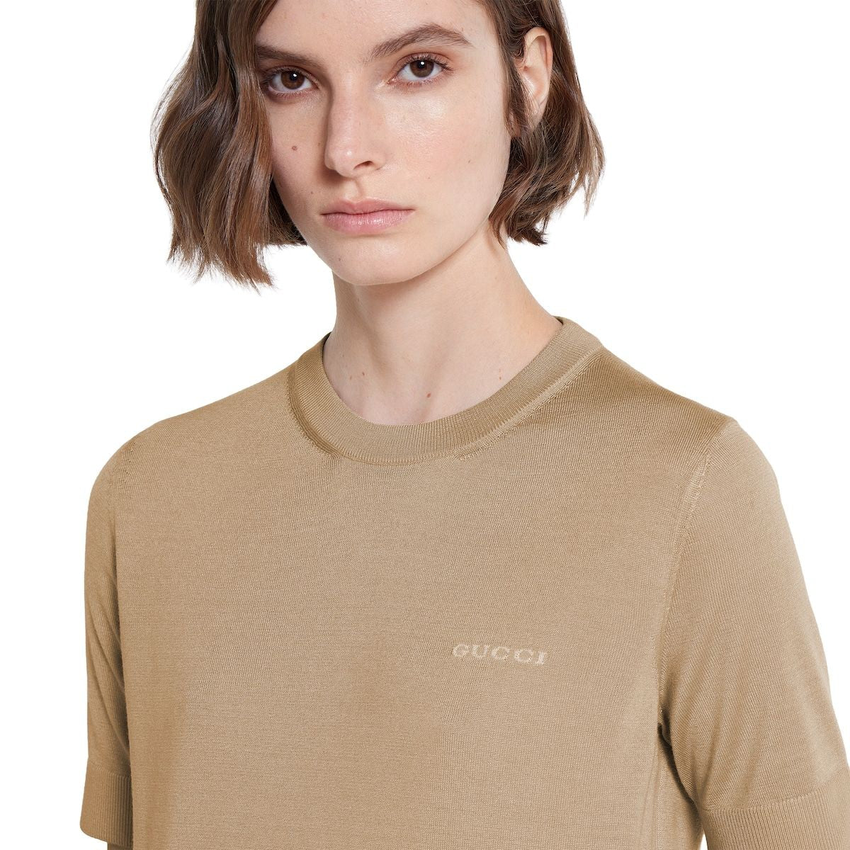 BEIGE CASHMERE BLEND SWEATER Gucci