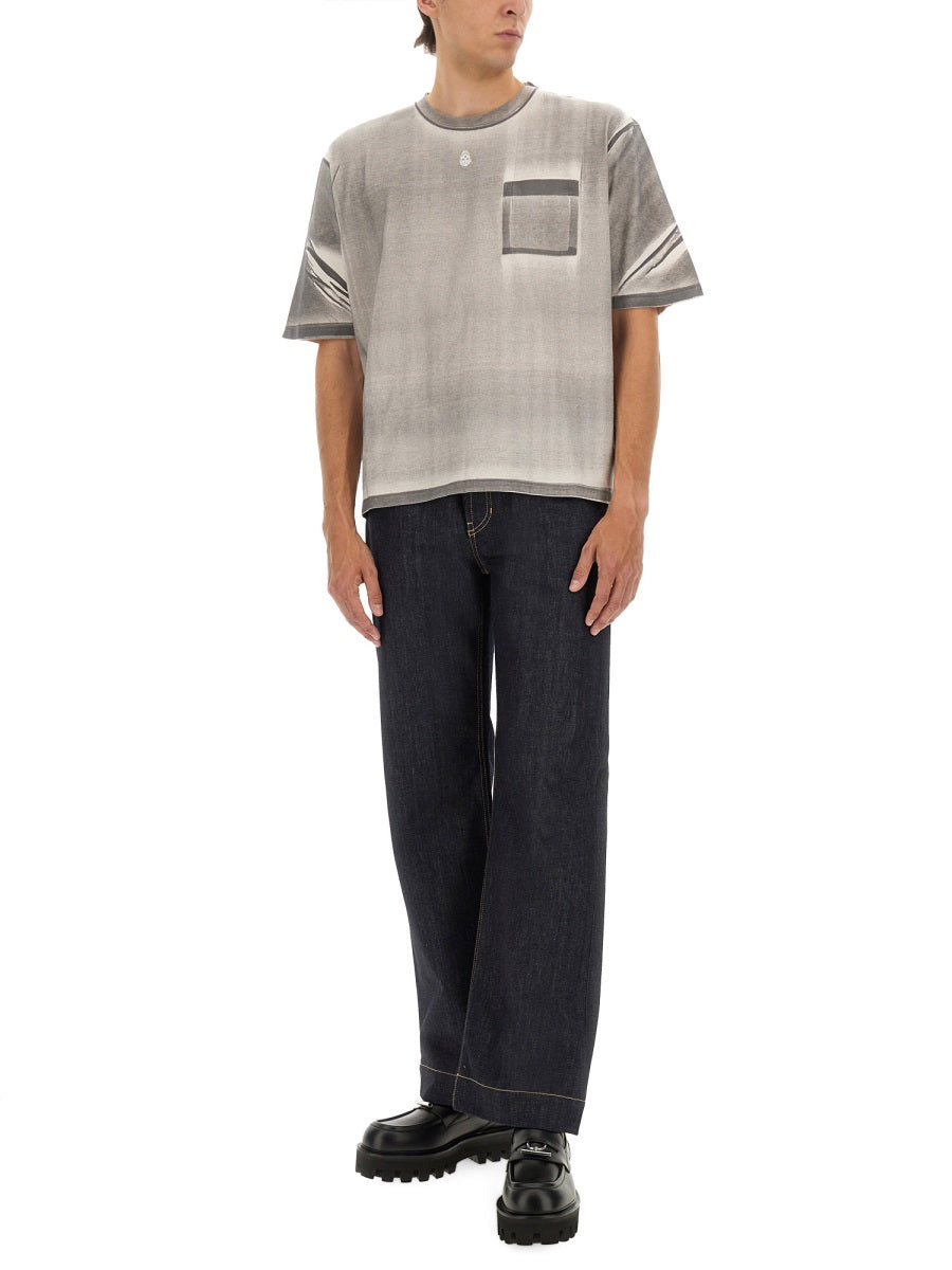 ALEXANDER MCQUEEN WIDE LEG DENIM JEANS IN INDIGO Alexander McQueen
