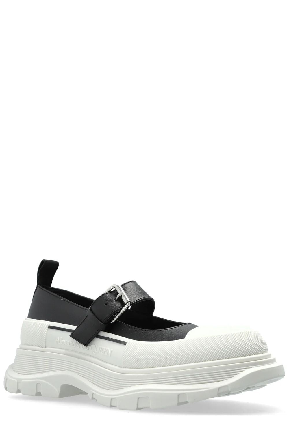 TWO-TONE LEATHER AND RUBBER BALLERINAS Alexander McQueen