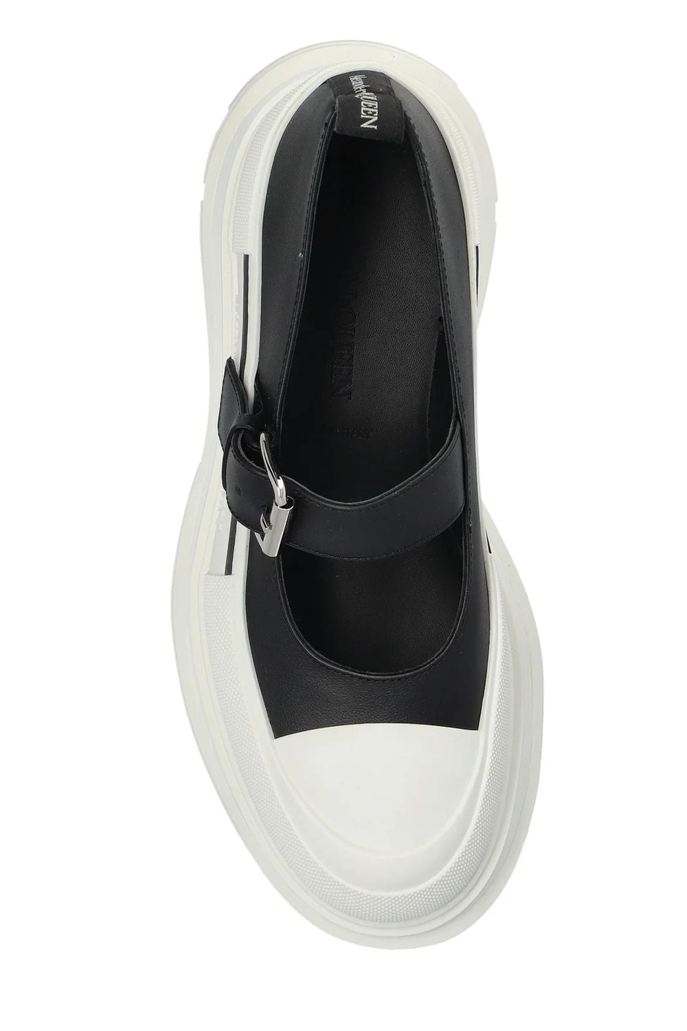 TWO-TONE LEATHER AND RUBBER BALLERINAS Alexander McQueen