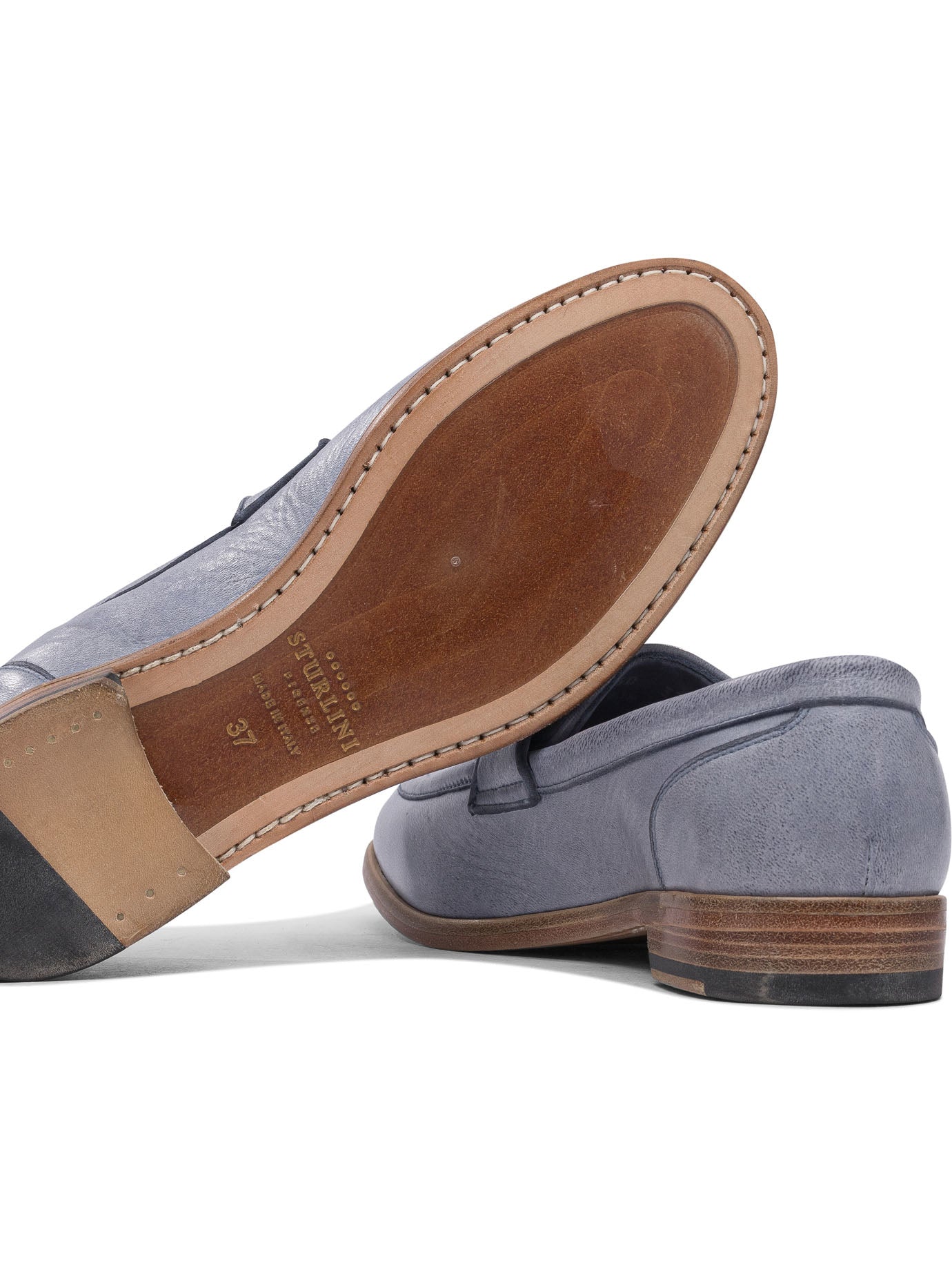 LIGHT BLUE LEATHER LOAFERS STURLINI