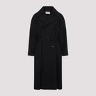 DOUBLE-BREASTED LONG COAT IN GRAIN DE POUDRE Saint Laurent