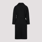 DOUBLE-BREASTED LONG COAT IN GRAIN DE POUDRE Saint Laurent