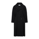 DOUBLE-BREASTED LONG COAT IN GRAIN DE POUDRE Saint Laurent BLACK T1