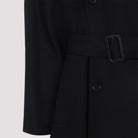 DOUBLE-BREASTED LONG COAT IN GRAIN DE POUDRE Saint Laurent
