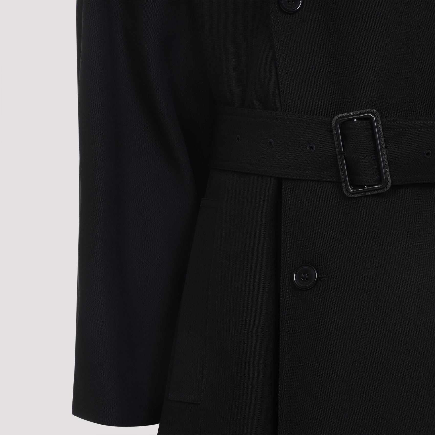 DOUBLE-BREASTED LONG COAT IN GRAIN DE POUDRE Saint Laurent