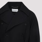 DOUBLE-BREASTED LONG COAT IN GRAIN DE POUDRE Saint Laurent