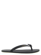 Black leather Pool flip flops with Y-shaped strap by Saint Laurent, front view