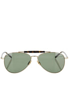 Green lens Saint Laurent SL 864 aviator sunglasses with gold-tone metal frame, front view