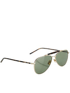 Saint Laurent SL 864 aviator sunglasses with green tinted lenses, angled view