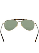 Gold-tone metal frame detail on Saint Laurent SL 864 aviator sunglasses, side view