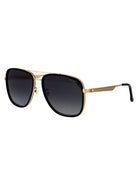 Black stainless steel aviator sunglasses by Carrera, front view